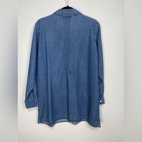 Main Street Blues denim button down tunic shirt women’s size L - Picture 2 of 14